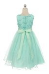Red Sleeveless Shiny Tulle Flower Girls Dress with Beaded Waist